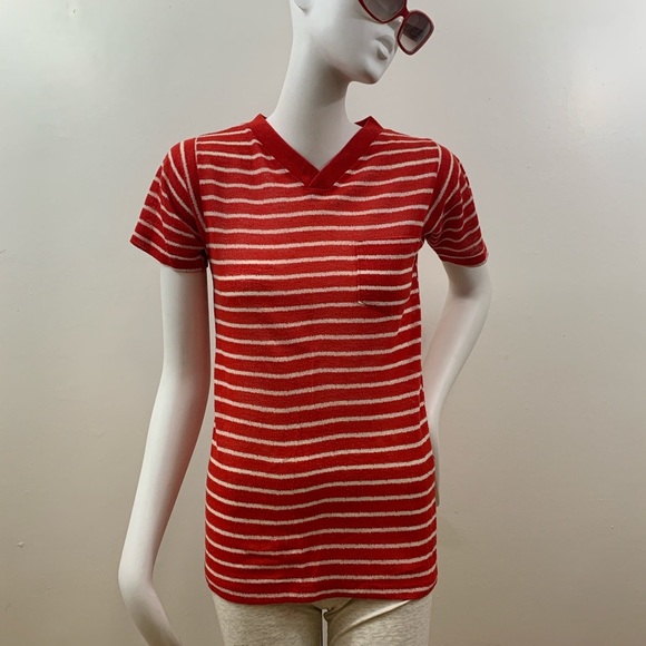 COPY - Vintage Red & White Striped T-shirt Sz. XS/S - Picture 2 of 5